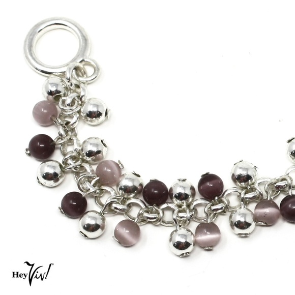 Vintage Charm Bracelet with Silver and Lilac Lavender Tiny Jingle Beads -Hey Viv - Picture 2 of 4